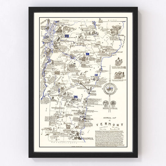 Vintage map of Vermont, 1934