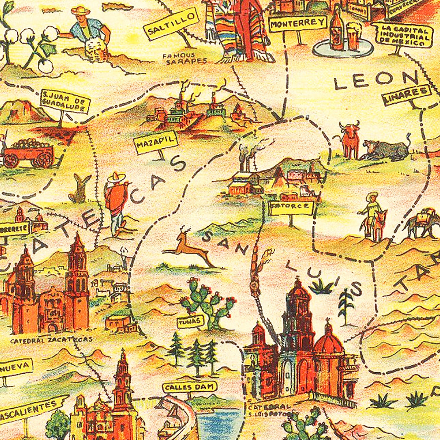 Vintage Pictorial Map of Mexico, 1931