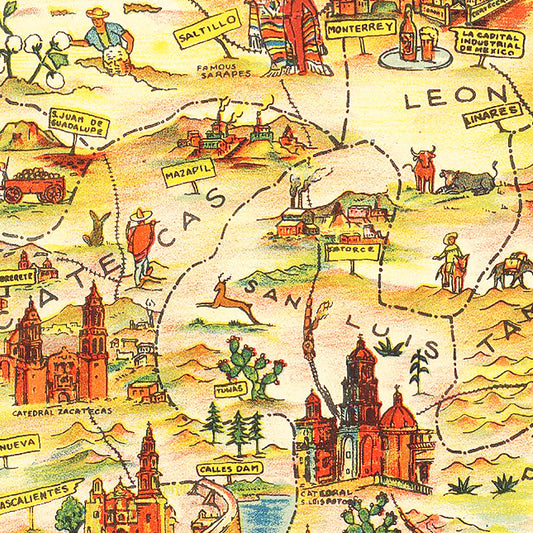 Vintage Pictorial Map of Mexico, 1931