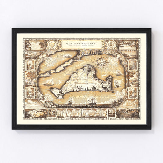 Vintage map of Martha's Vineyard, Massachusetts, 1954