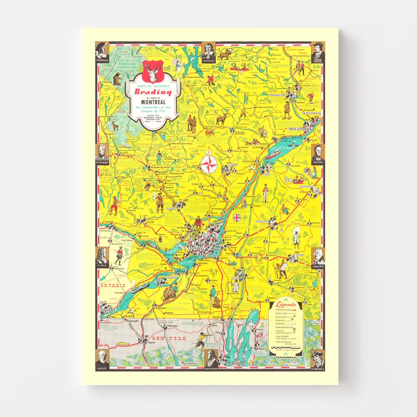 Vintage Map of the Montreal Region, 1948