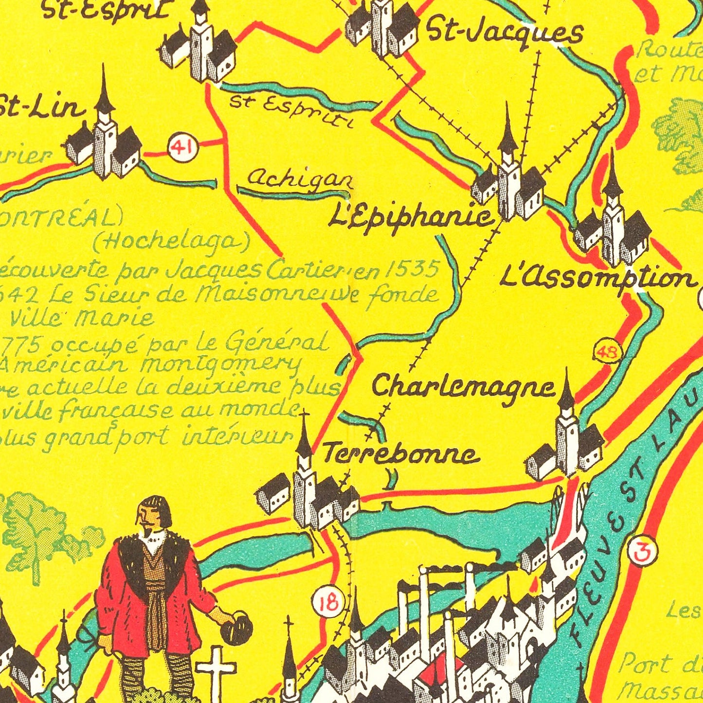 Vintage Map of the Montreal Region, 1948