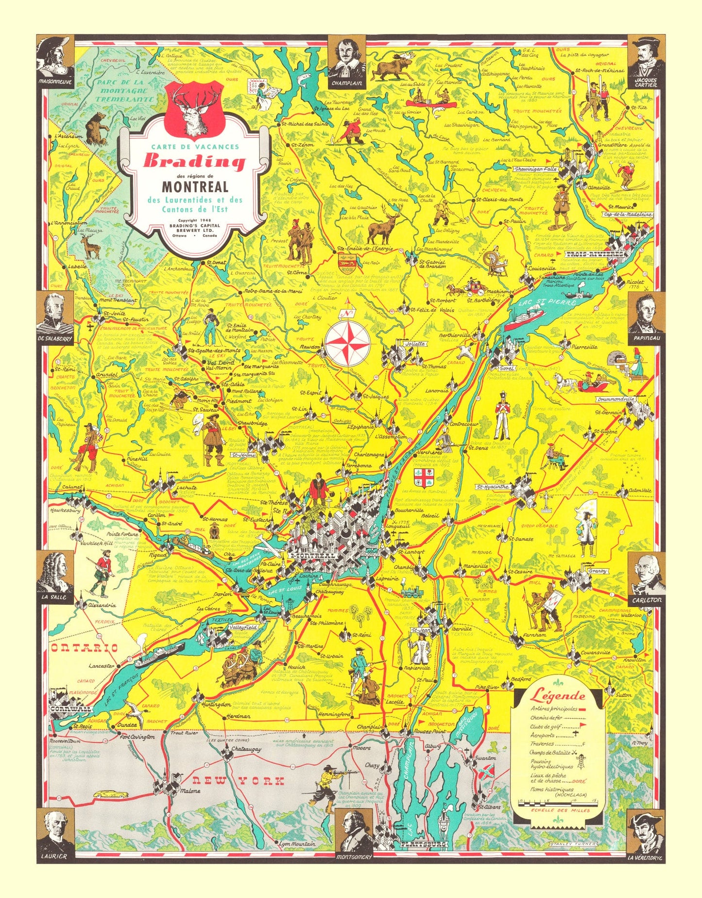 Vintage Map of the Montreal Region, 1948