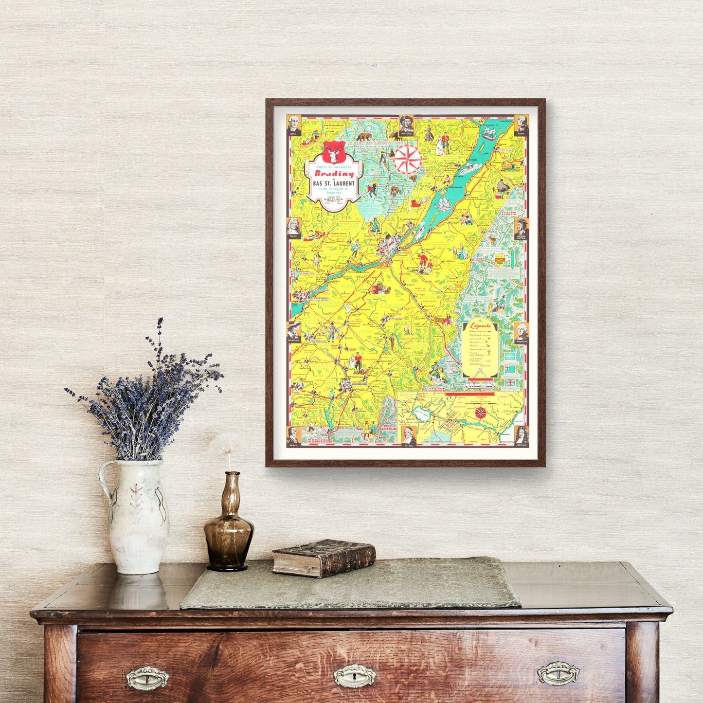 Vintage Map of Saguenay, Canada, 1948