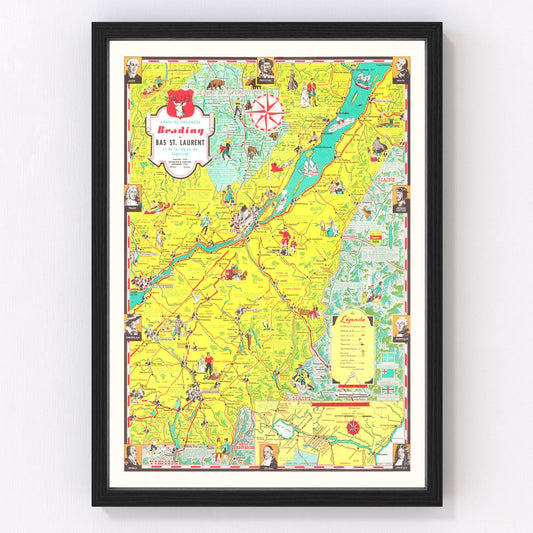 vintage map of Saguenay, Canada, 1948