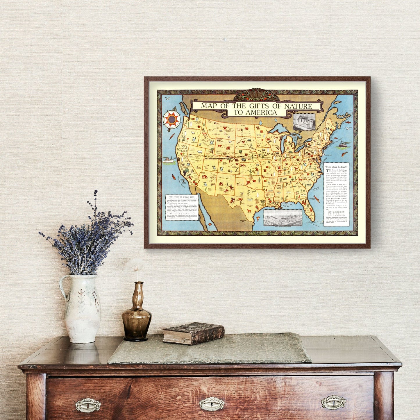 Vintage Map - Gifts of Nature to America, 1934
