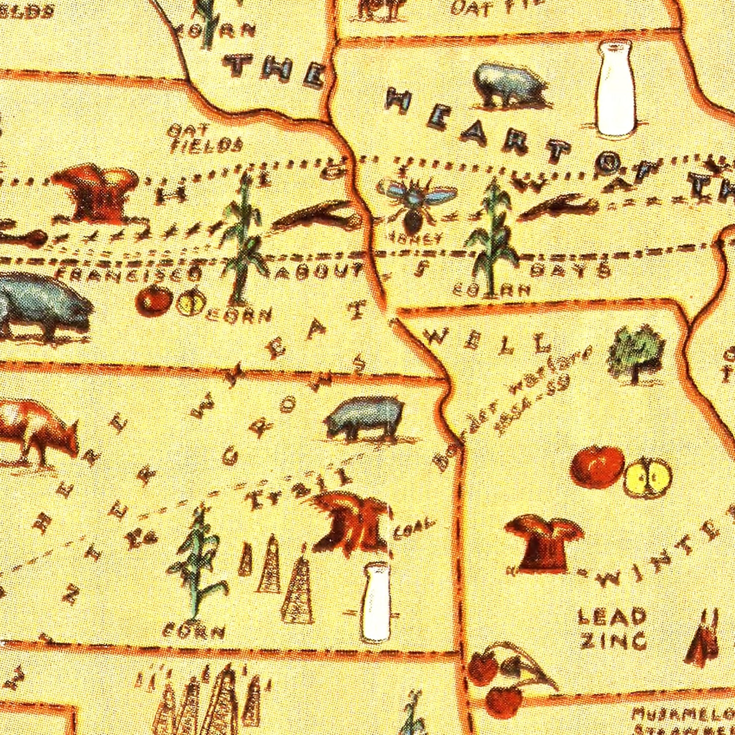 Vintage Map - Gifts of Nature to America, 1934