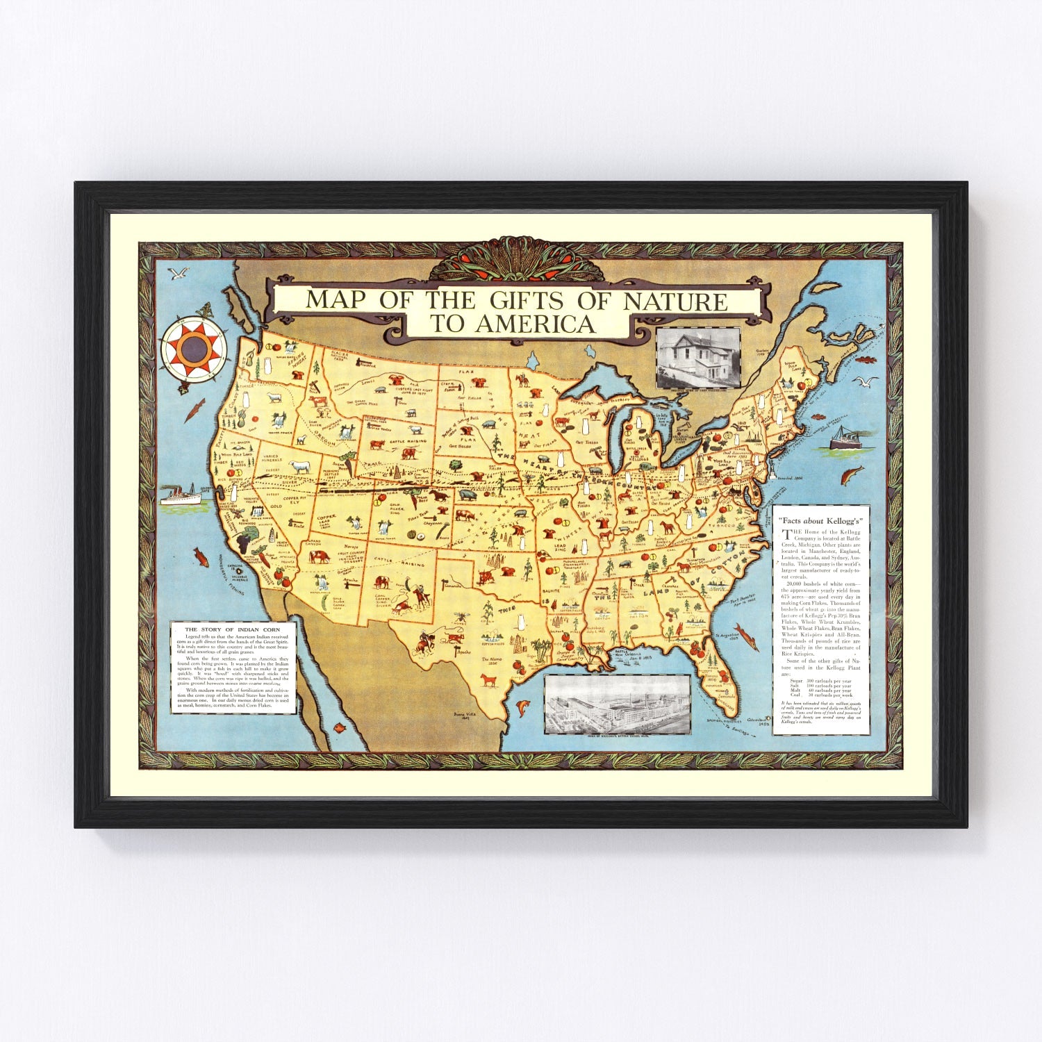 vintage Gifts of Nature to America map, 1934