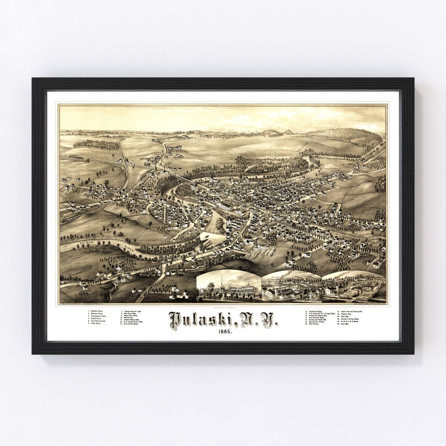 vintage map of Pulaski, New York, 1885