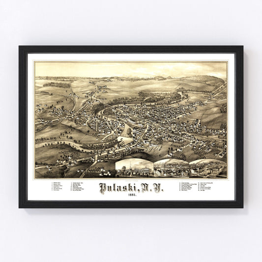 vintage map of Pulaski, New York, 1885