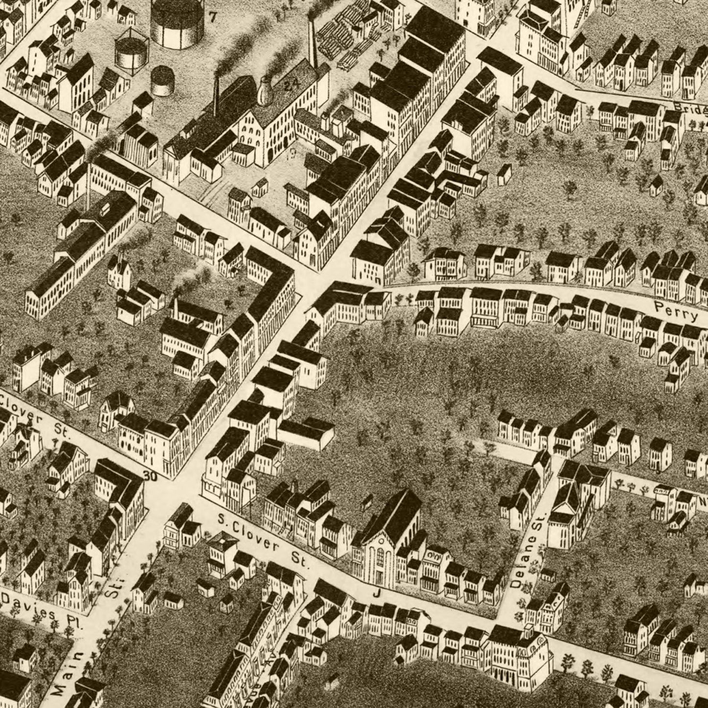 Vintage Map of Poughkeepsie, New York, 1874