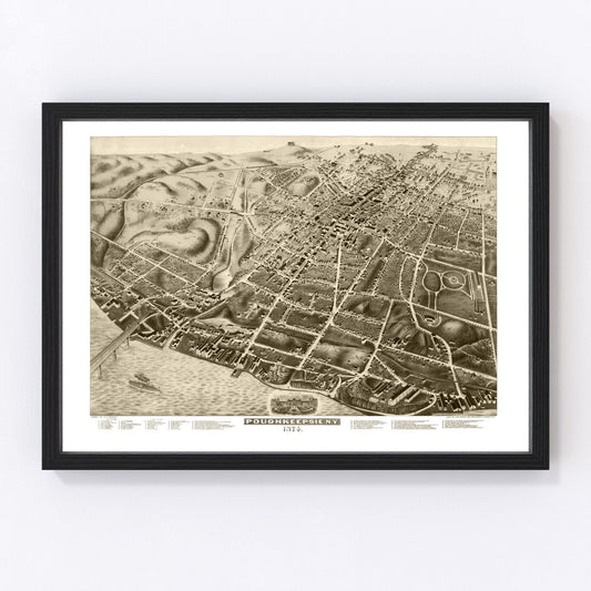 Vintage map of Poughkeepsie, New York, 1874