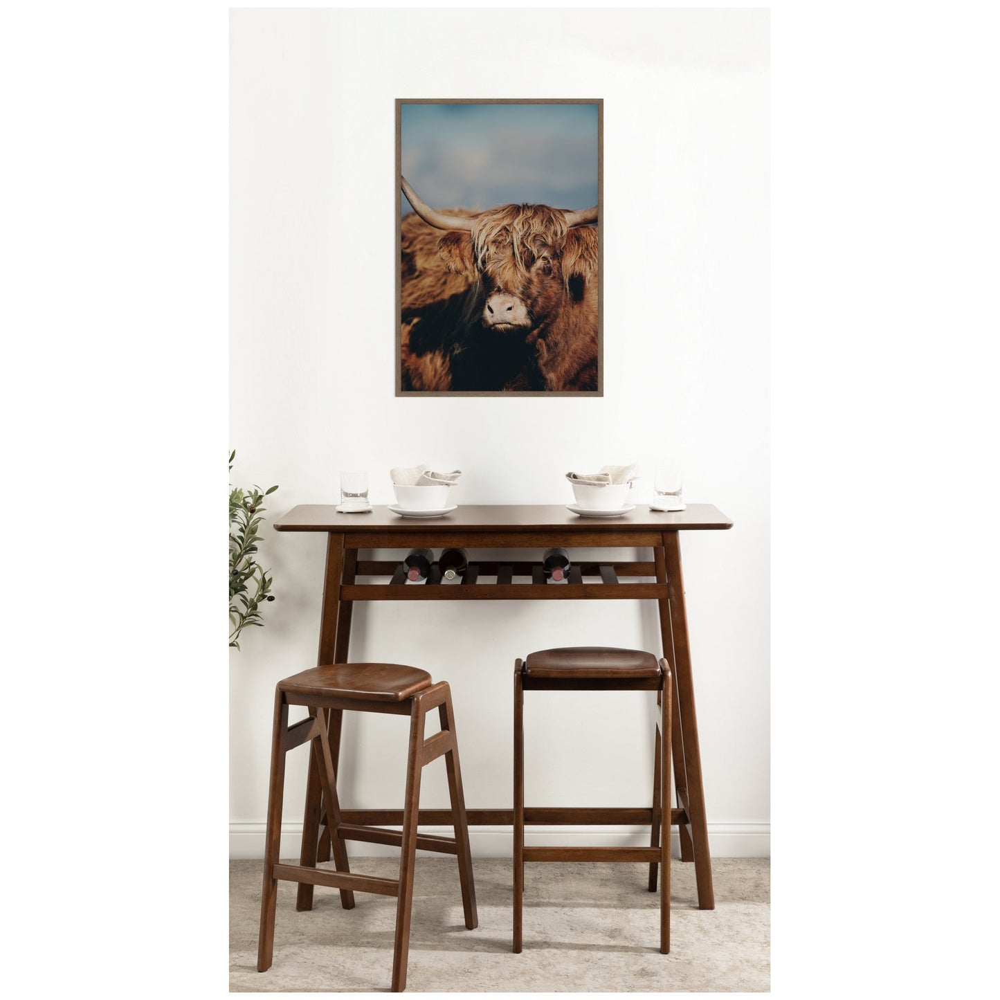 Highland Cow Portrait Framed Canvas Wall Art