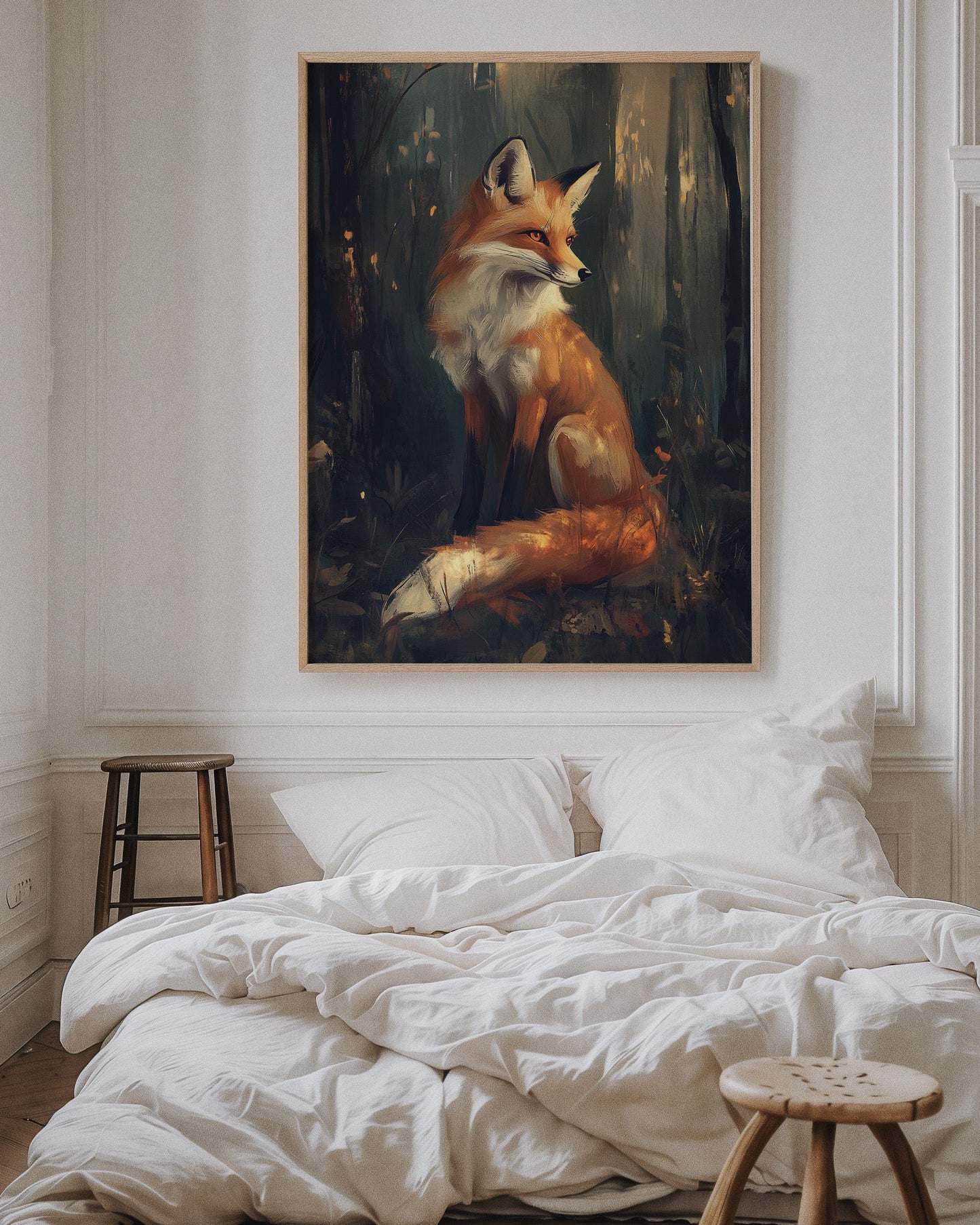 Fox in Mystical Forest Woodland Animal Wall Art Print