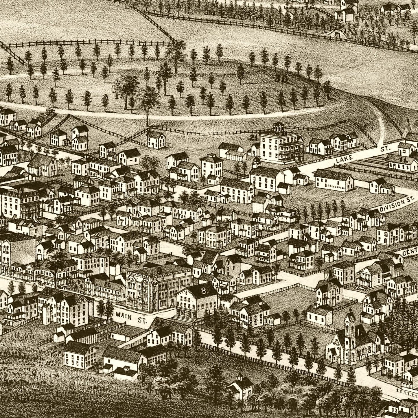 Vintage Map of Richfield Springs, New York, 1885