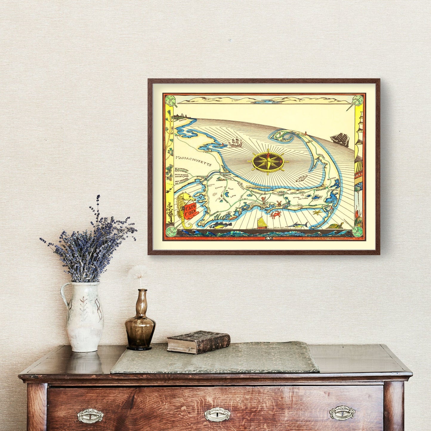 Vintage Map of Cape Cod, Massachusetts, 1938