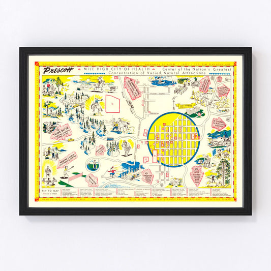 Vintage map of Prescott, Arizona, 1950