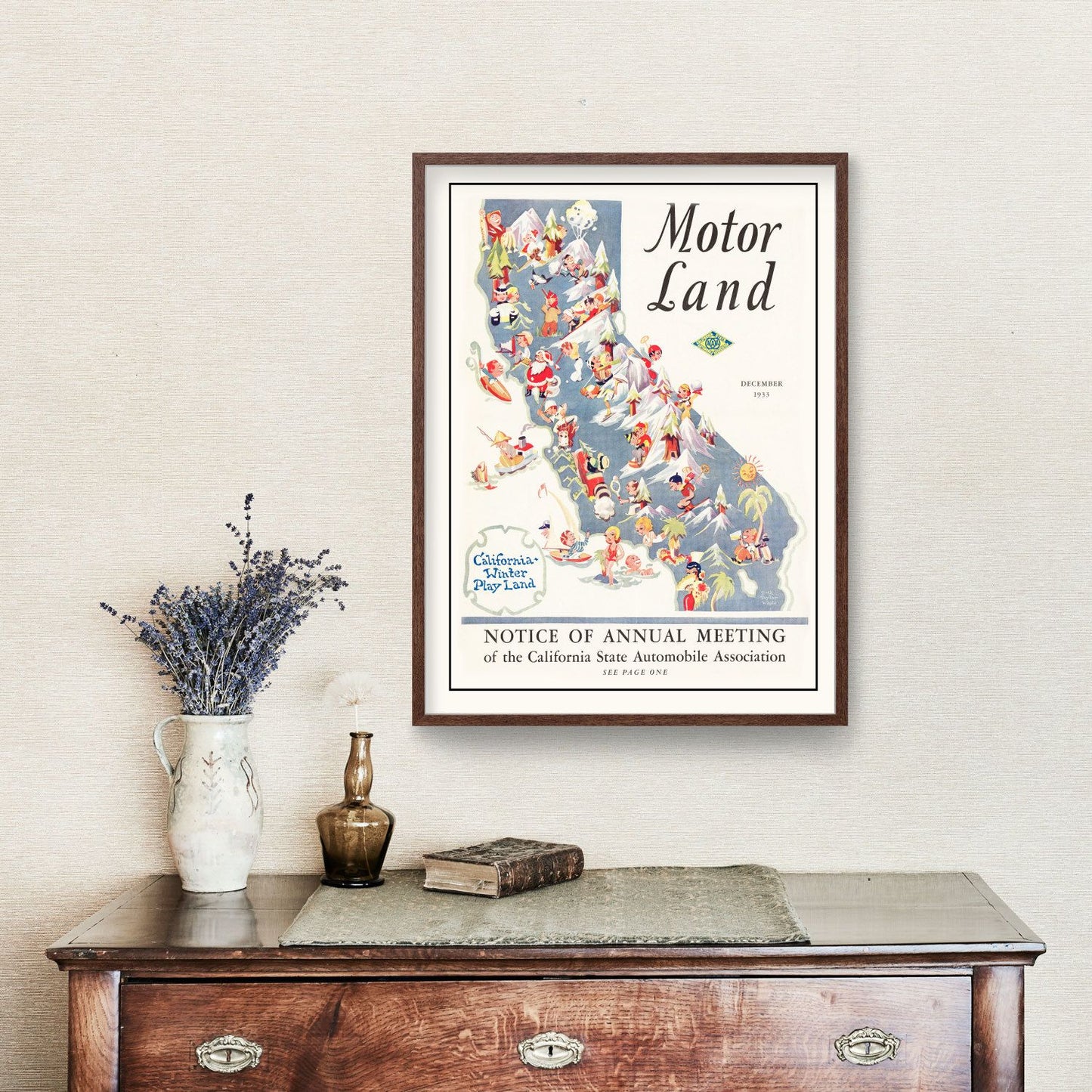 Vintage Map of California, 1933 | Wall Art
