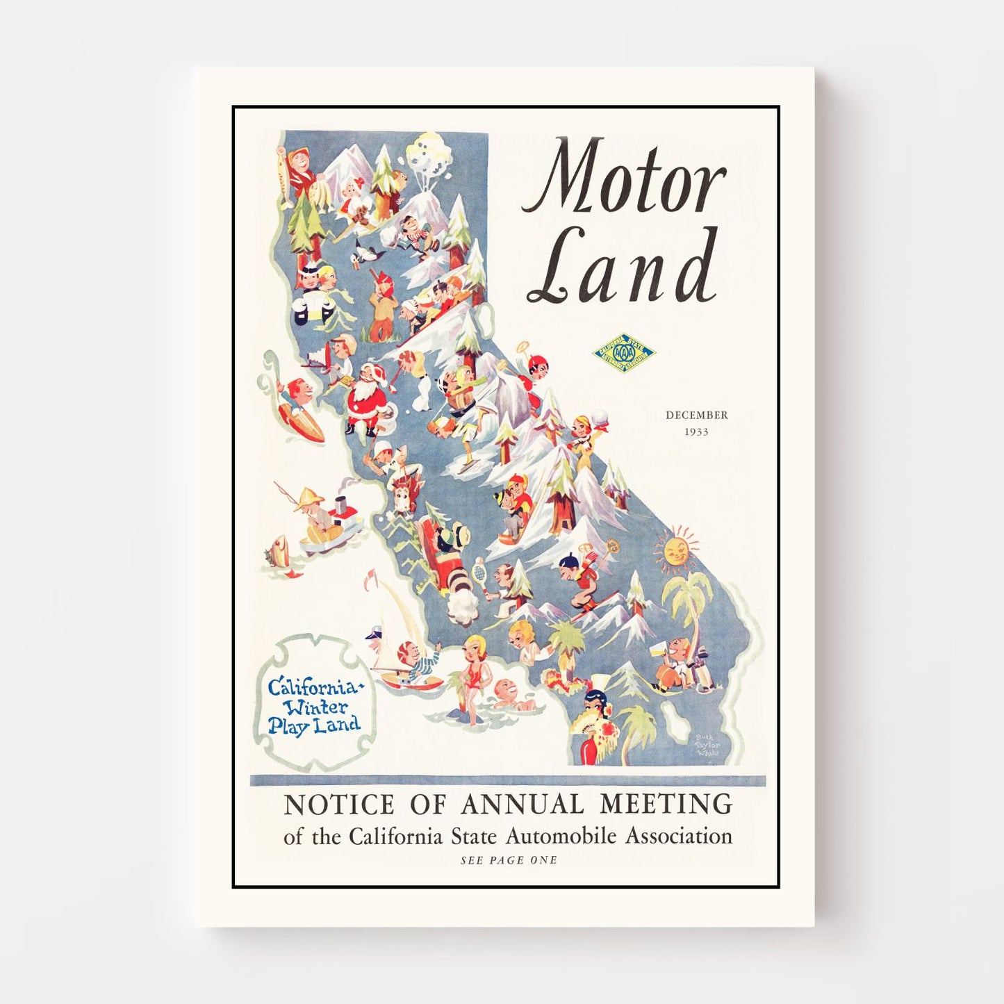 Vintage Map of California, 1933 | Wall Art
