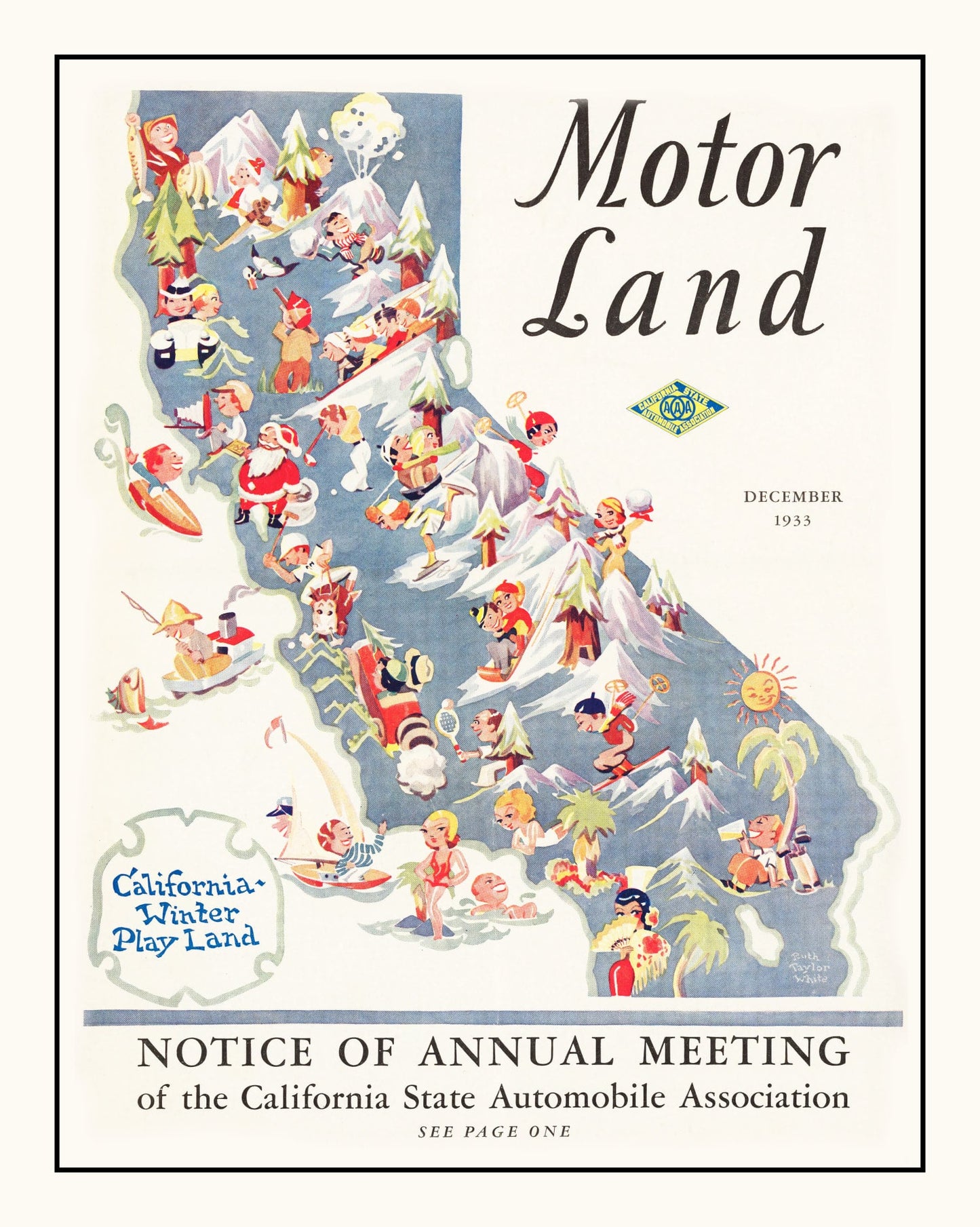 Vintage Map of California, 1933 | Wall Art