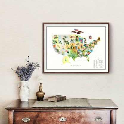 Vintage United States Flower Map, 1911