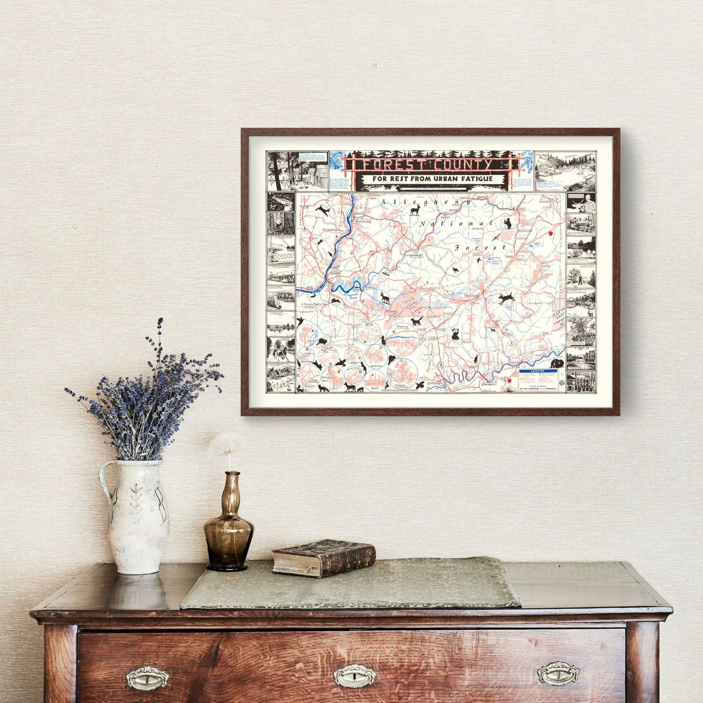 Vintage Map of Forest County, California, 1957