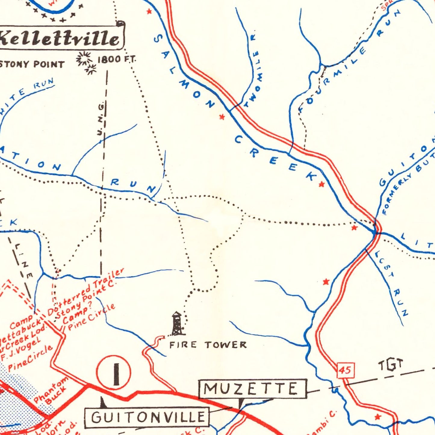Vintage Map of Forest County, California, 1957