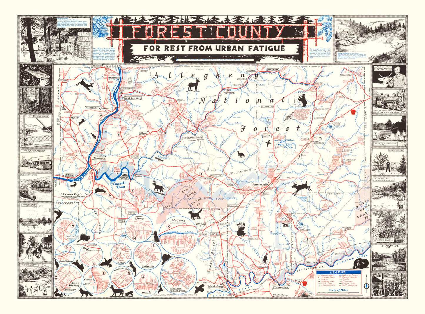 Vintage Map of Forest County, California, 1957