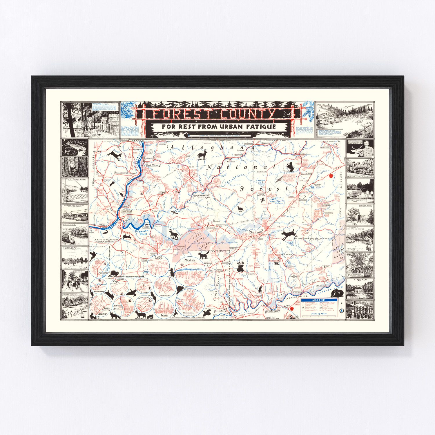 vintage map of Forest County, California, 1957