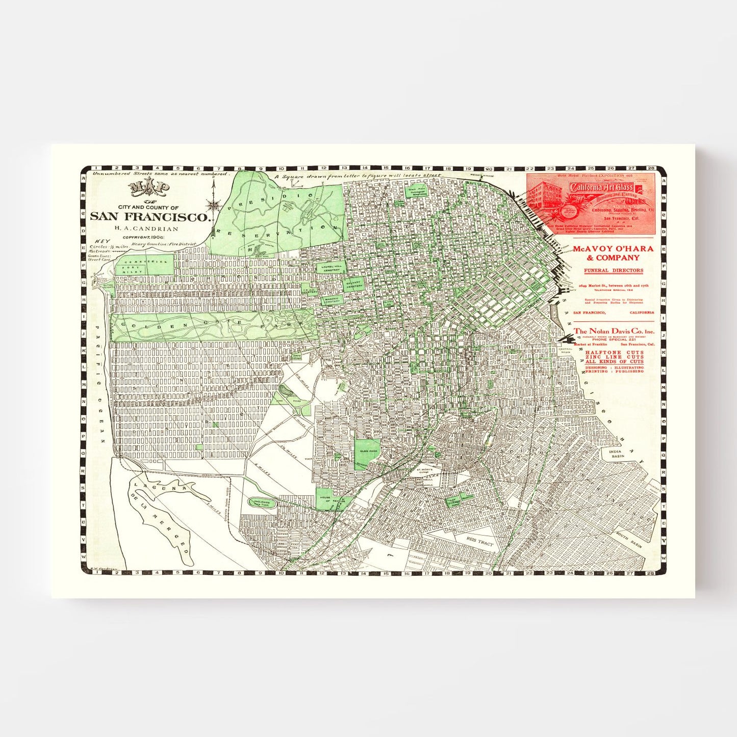 Vintage Map of San Francisco, California, 1906