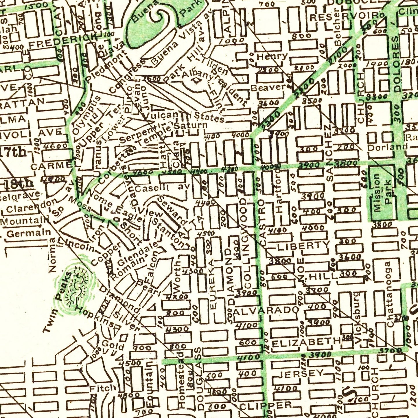 Vintage Map of San Francisco, California, 1906