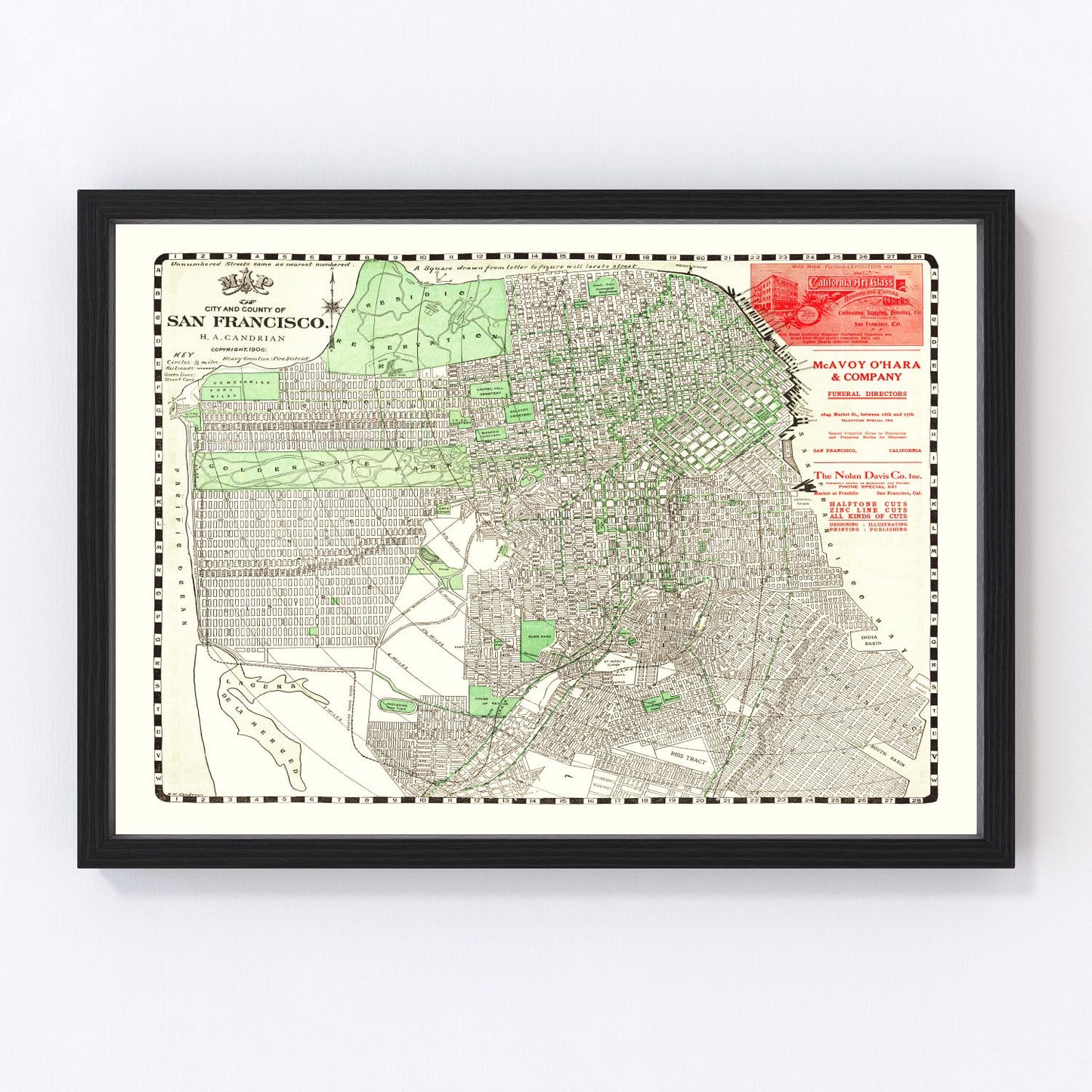 vintage map of San Francisco, California, 1906