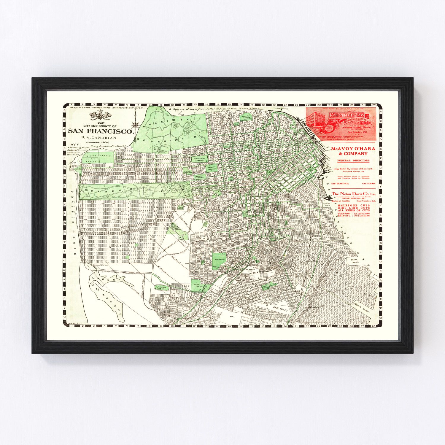 vintage map of San Francisco, California, 1906