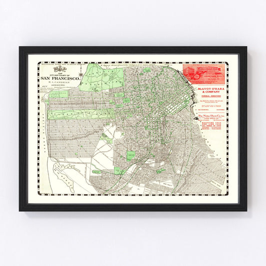 vintage map of San Francisco, California, 1906