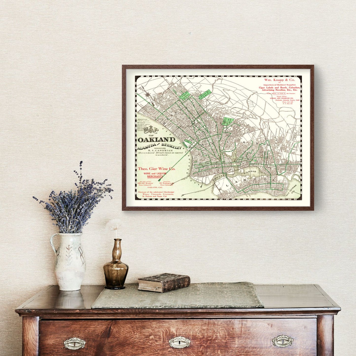 Vintage Map of Oakland, California, 1906