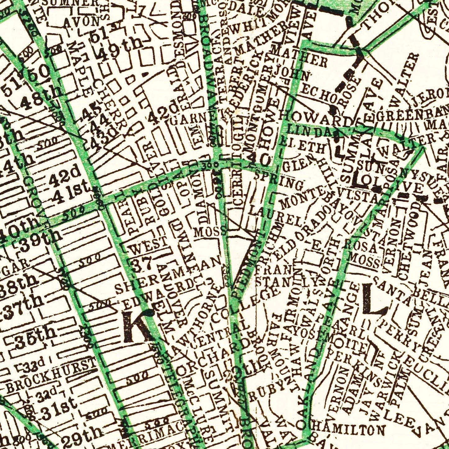 Vintage Map of Oakland, California, 1906