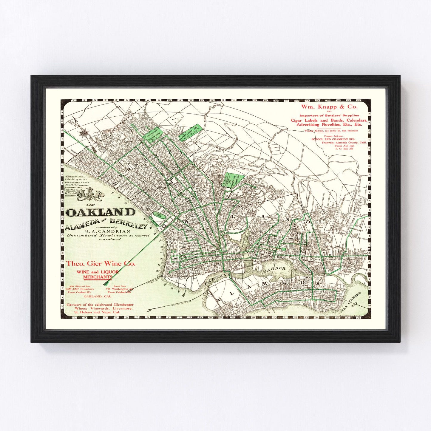 vintage map of Oakland, California, 1906