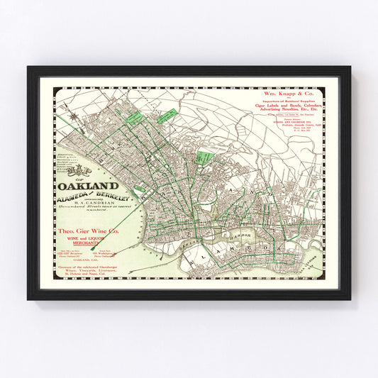vintage map of Oakland, California, 1906