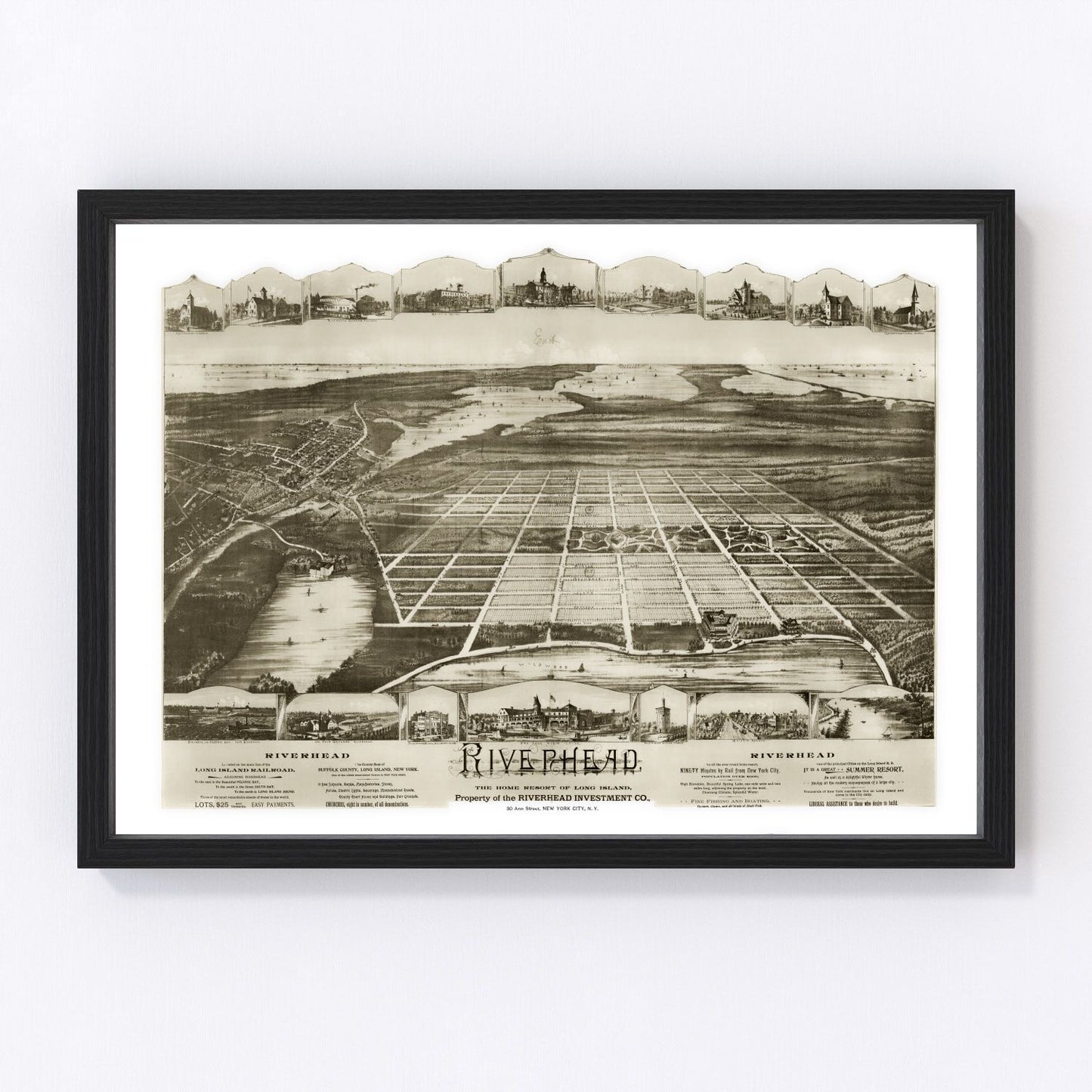 Vintage map of Riverhead, New York, 1890