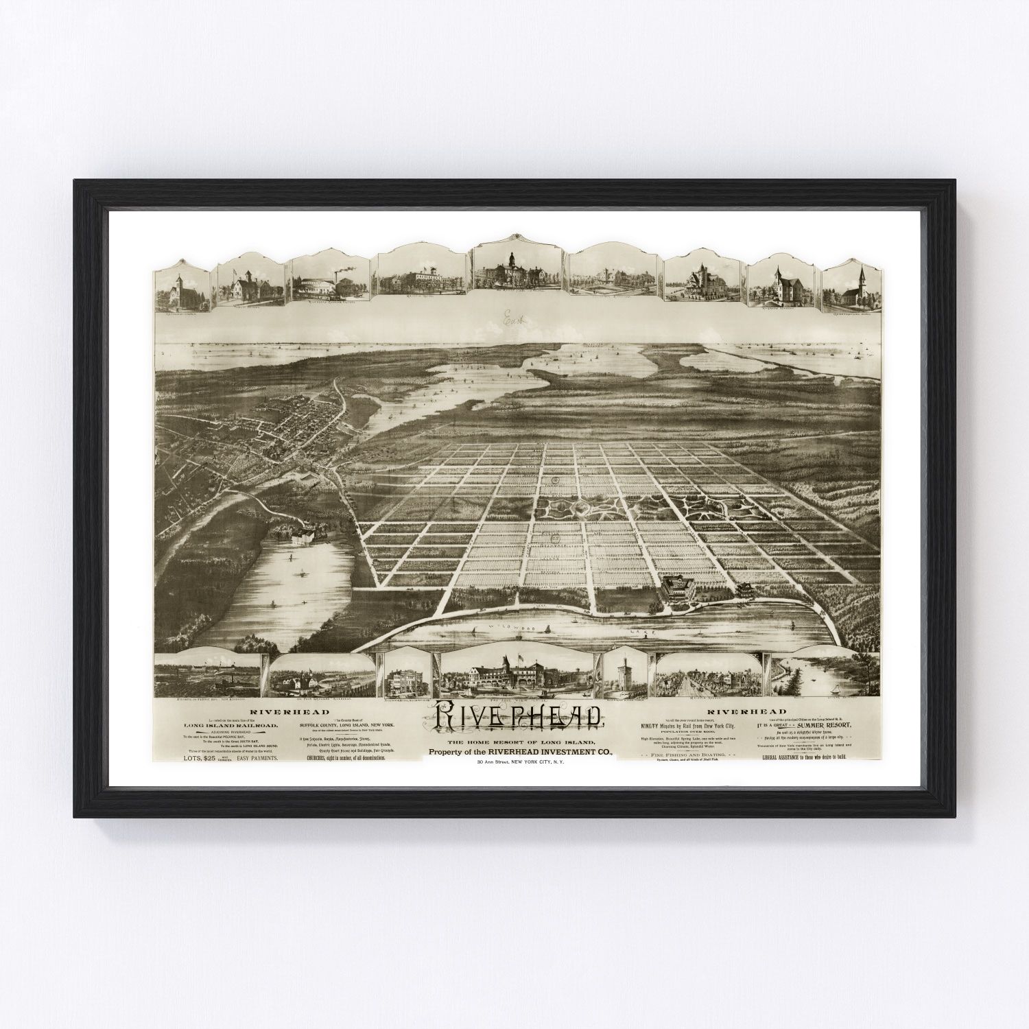 Vintage map of Riverhead, New York, 1890