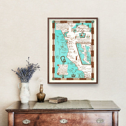 Vintage Map of California, 1954