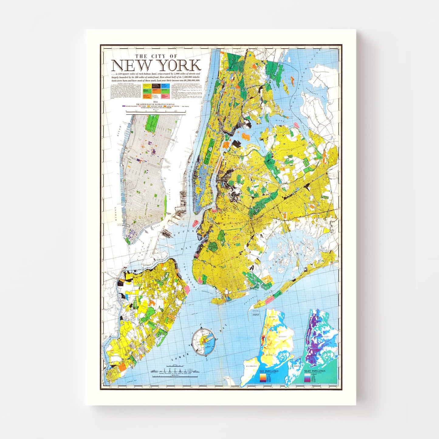 Vintage Map of New York City, New York, 1939
