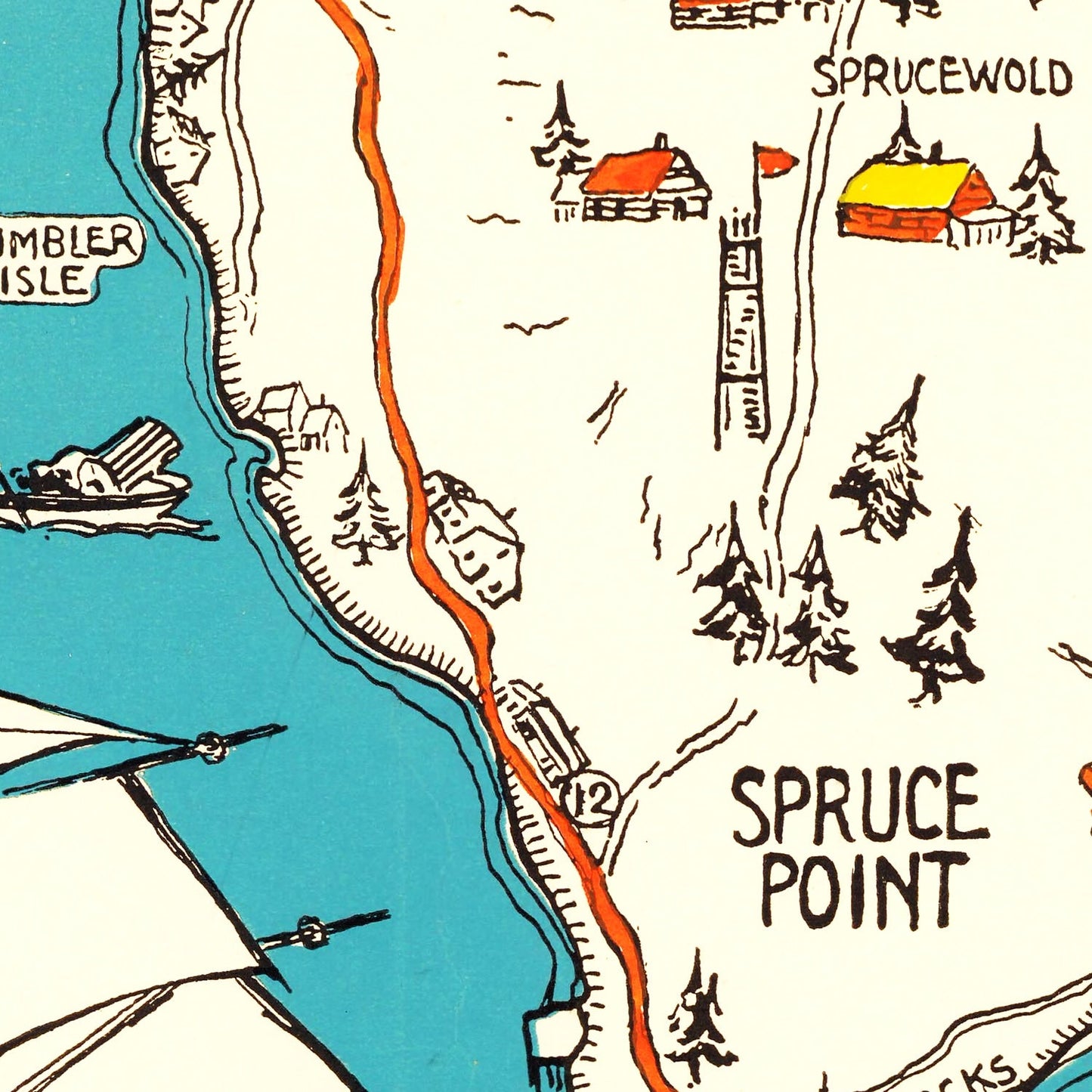 Vintage Map of Boothbay Harbor, Maine, 1931