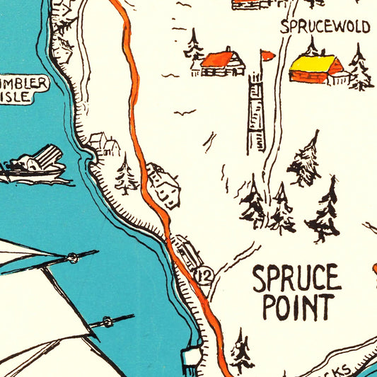 Vintage Map of Boothbay Harbor, Maine, 1931