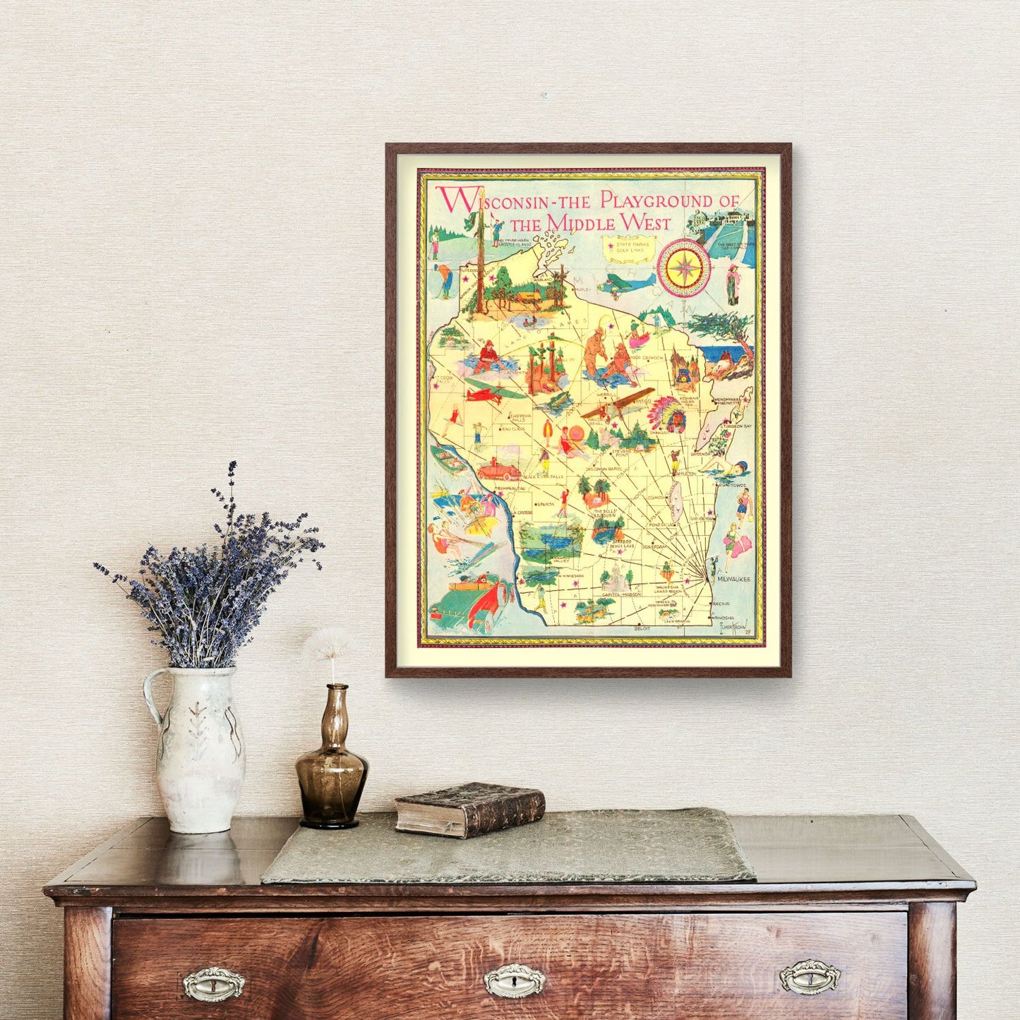 Vintage Map of Wisconsin, 1929