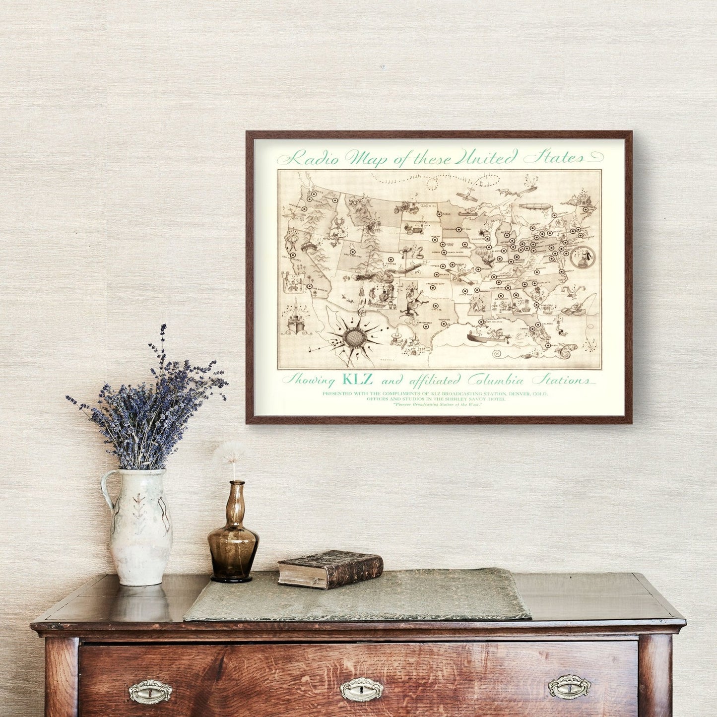 Vintage Radio Map of the United States, 1922