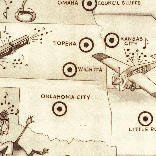 Vintage Radio Map of the United States, 1922