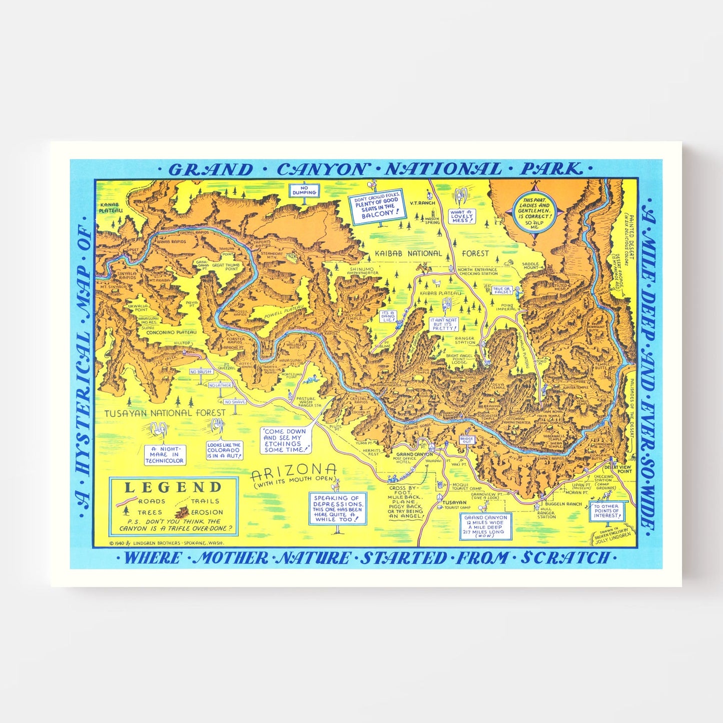 Vintage Grand Canyon National Park Map, 1940