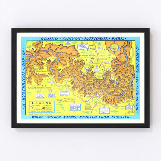 Vintage map of Grand Canyon National Park, Arizona, 1940