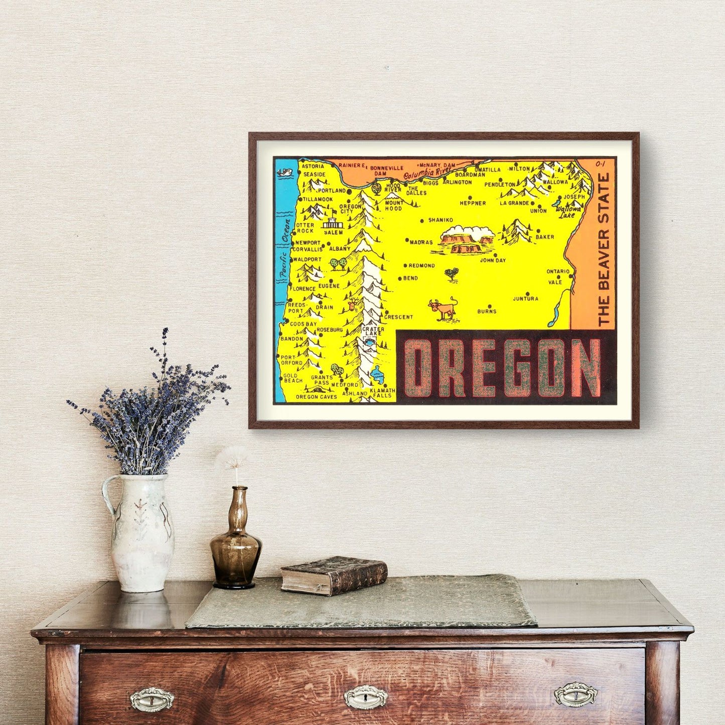 Vintage Map of Oregon, 1960